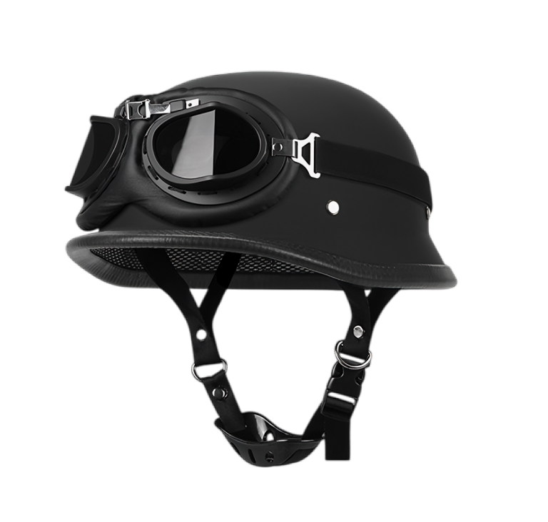 Capacete German Brutal® Fosco e Brilhoso (+ Óculos Old School All Black)